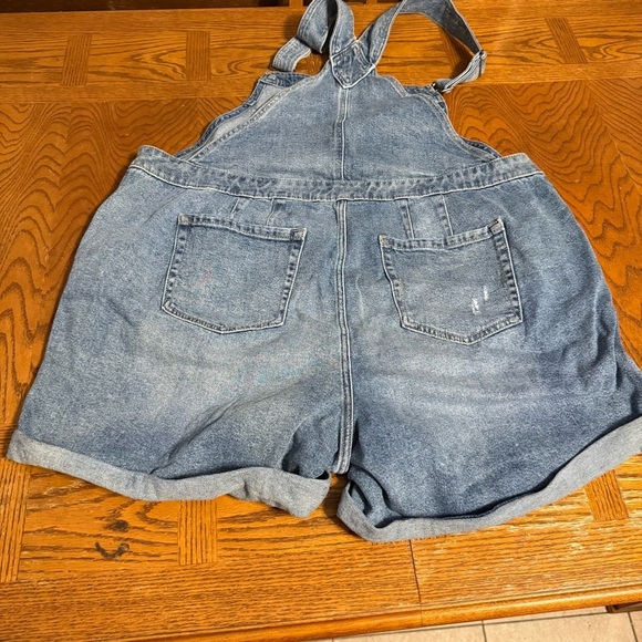 NEW Lane Bryant Boyfriend Short Denim Distressed Overalls Shortalls Sz 18 Casual - Picture 11 of 14